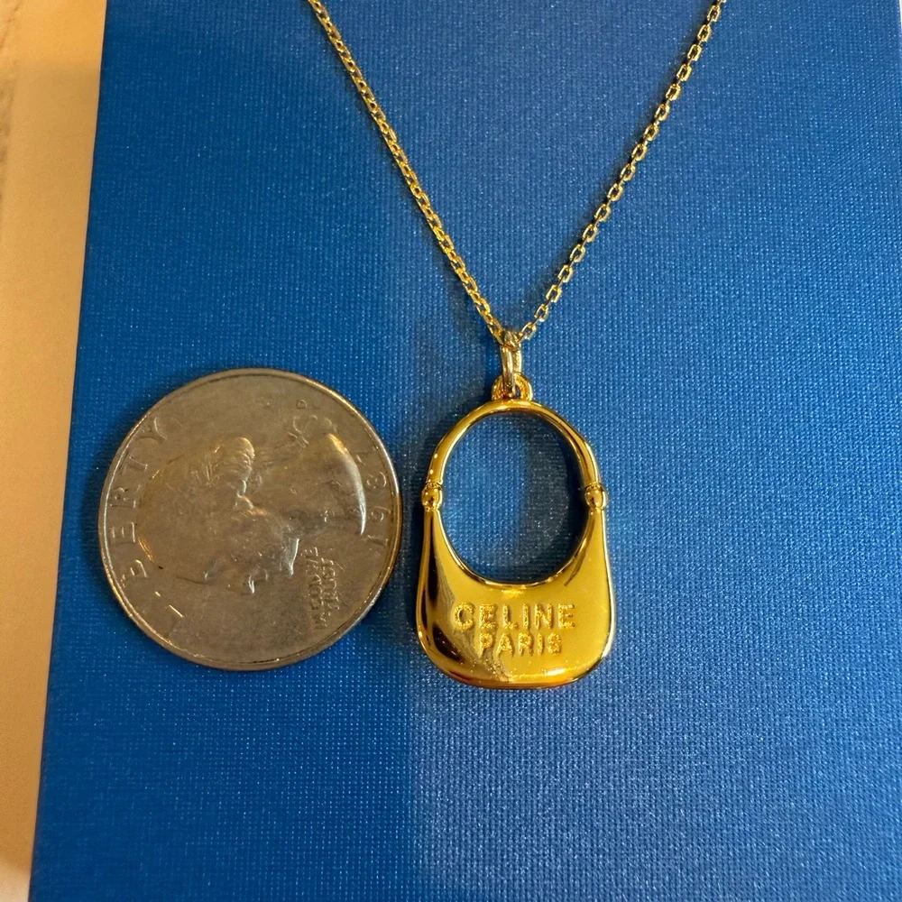 Gold Bag Purse Pendant Necklace - Picture 3 of 4